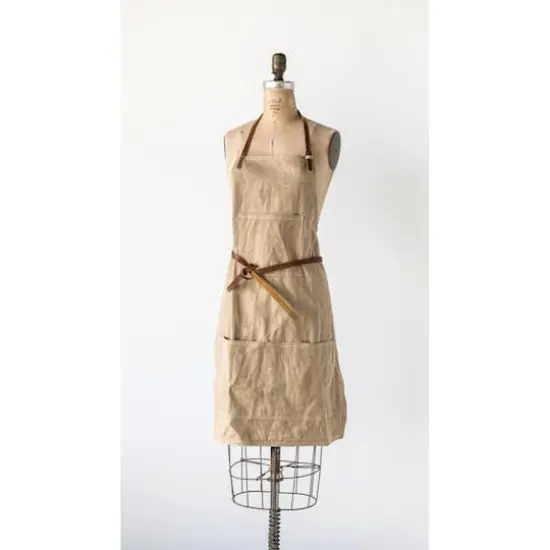 Hello Honey&reg; Khaki Apron with Pockets & Leather Ties {5}