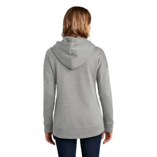District® Perfect Weight® Women's Fleece Drop Shoulder Full-Zip Hoodie Heathered Steel {6}