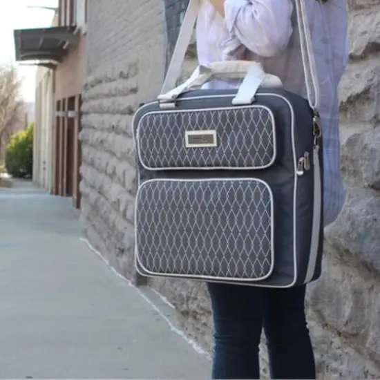 Everything Mary Deluxe Gray and White Scrapbook Carrying Storage Tote {7}