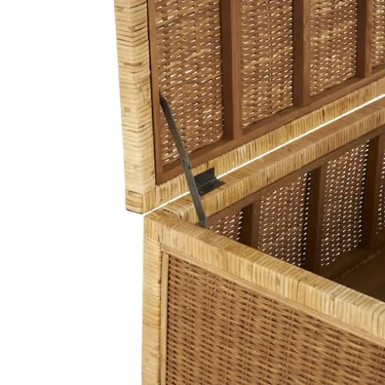 Brown Rattan Storage Box Set with Wrapped Light Brown Edges {5}