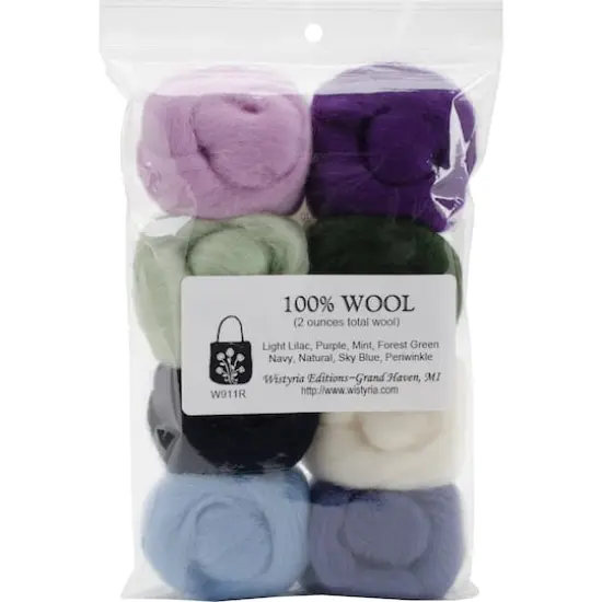 Wistyria Editions Hydrangeas Wool Roving Rolls, 2oz. {1}