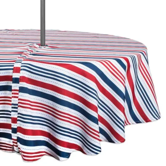 DII&reg; 60" Patriotic Stripe Outdoor Tablecloth with Zipper {1}