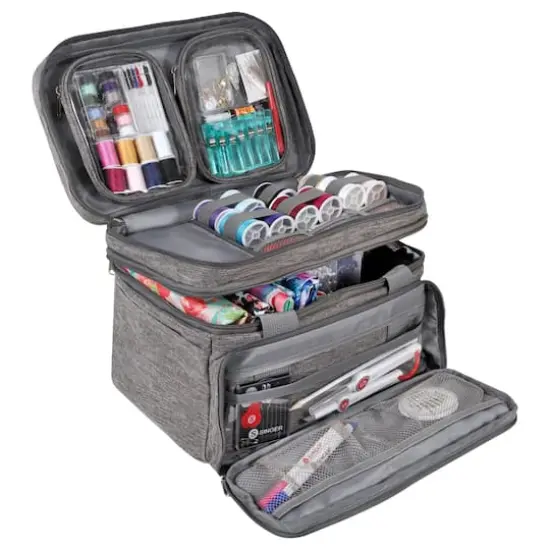 SINGER&reg; Large Gray Collapsible Sewing Supplies Organizer {1}