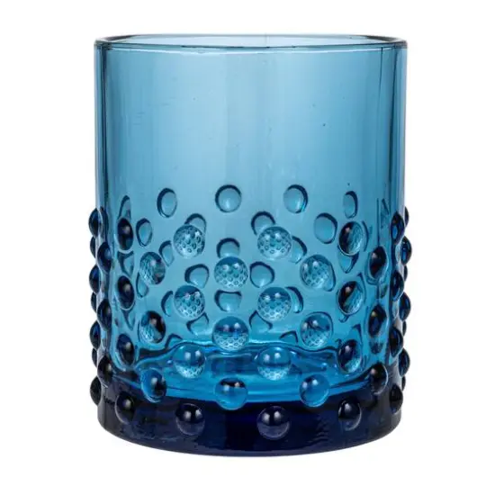 Hello Honey&reg; 12oz. Blue Hobnail Drinking Glass {6}