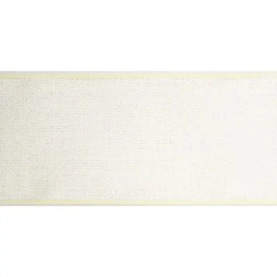 2.5" x 25ft. Faux Linen Wired Ribbon by Celebrate It&trade; D&eacute;cor Ivory {4}