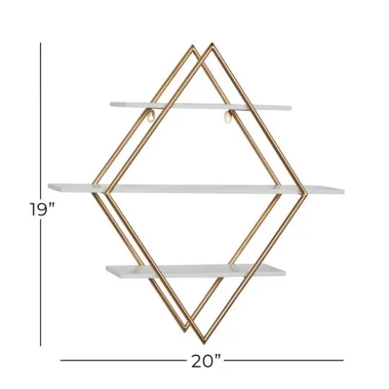 20" Gold Wood Glam Wall Shelf Set {7}