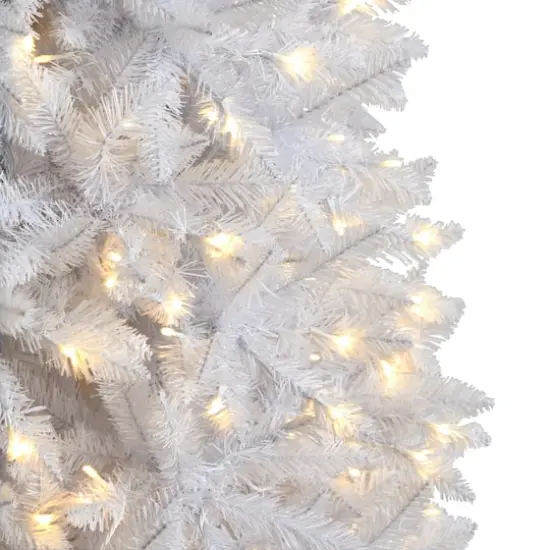 10ft. Pre-Lit Slim White Artificial Christmas Tree, Warm White LED Lights {5}