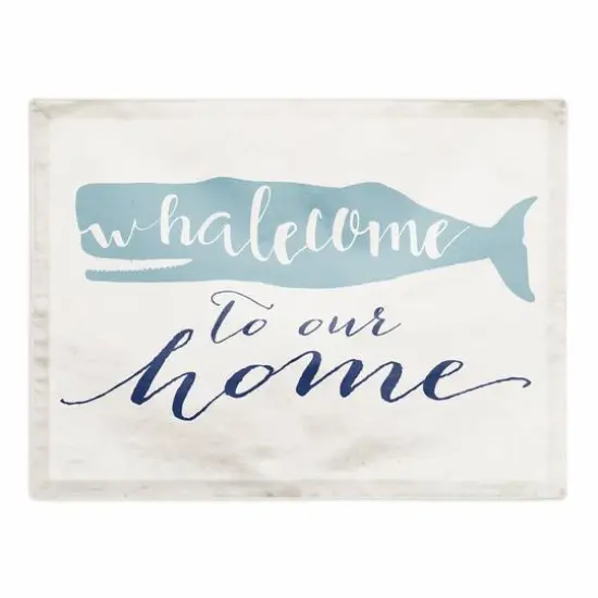 18" Blue Whalecome to Our Home Poly Twill Placemat {1}