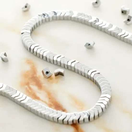 Hematite V-Shaped Semi-Precious Beads by Bead Landing&trade;, 3mm Rhodium {3}