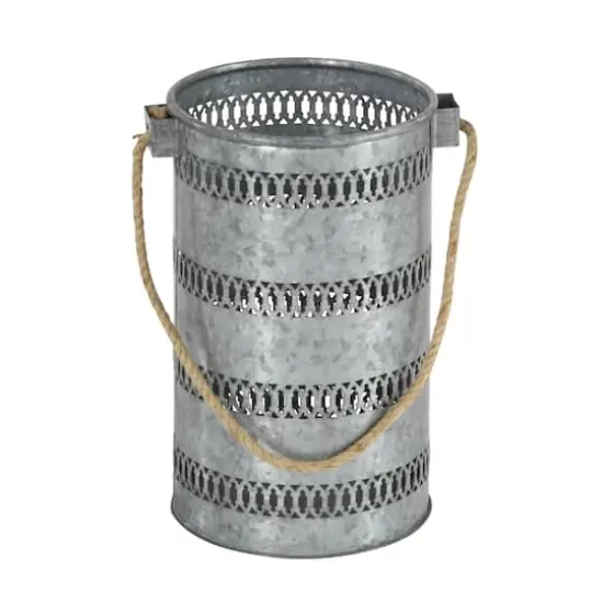 Gray Metal Coastal Lantern Set {4}