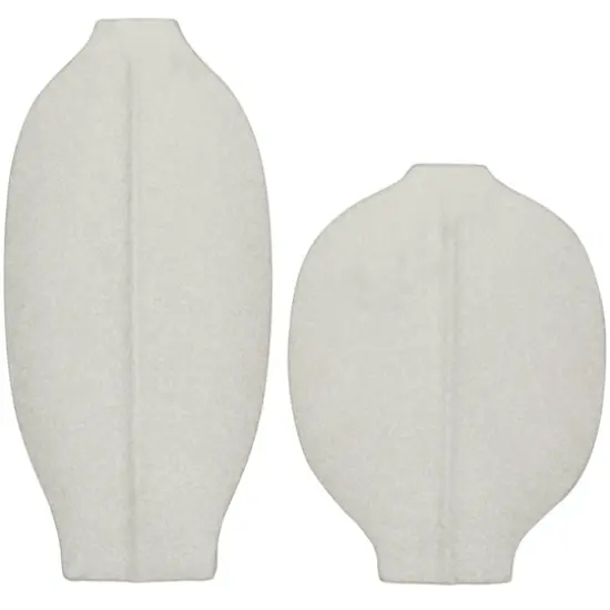 CosmoLiving by Cosmopolitan White Ceramic Textured Vase Set of 2 18", 13" {5}