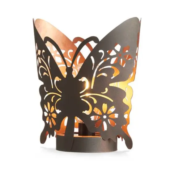 Glitzhome&reg; 9" Metal Flying Butterfly Silhouette Solar Powdered Edison Bulb Outdoor Lantern {1}
