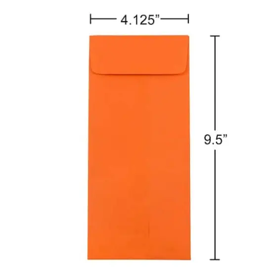 JAM Paper 4.125" x 9.5" Policy Business Colored Envelopes, 50ct. Orange {6}