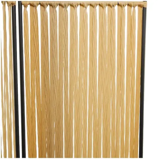 Light Brown Rattan Handmade Hinged Foldable Partition 4 Panel Room Divider Screen with Wrapped Seagrass Design 63" x 1" x 71" {4}