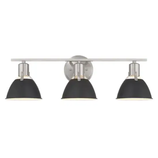 Hello Honey&reg; 24" Cooper Black & Nickel Metal 3-Light Vanity Light with Etched Glass Shades {11}