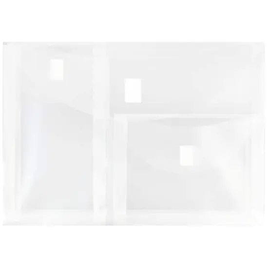 JAM Paper 9.75" x 13" Clear 3-Pocket Plastic Hook & Loop Closure Envelopes, 12ct. {3}
