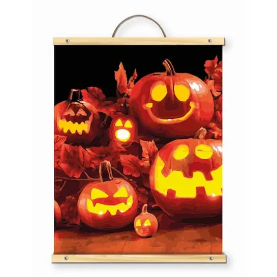 16" x 20" Jack-O'-Lanterns Paint-by-Number Kit with Wood Display Hanger by Artist's Loft&reg; {1}