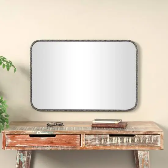 36" Silver Chain Link Framed Wall Mirror {3}