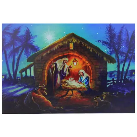LED Fiber Optic Lighted Nativity Scene Christmas Wall Art {1}
