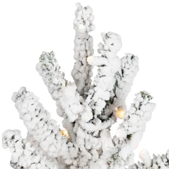 6.5ft. Pre-Lit Medium Flocked Garden IPT Artificial Christmas Tree, Warm White LED Lights {3}