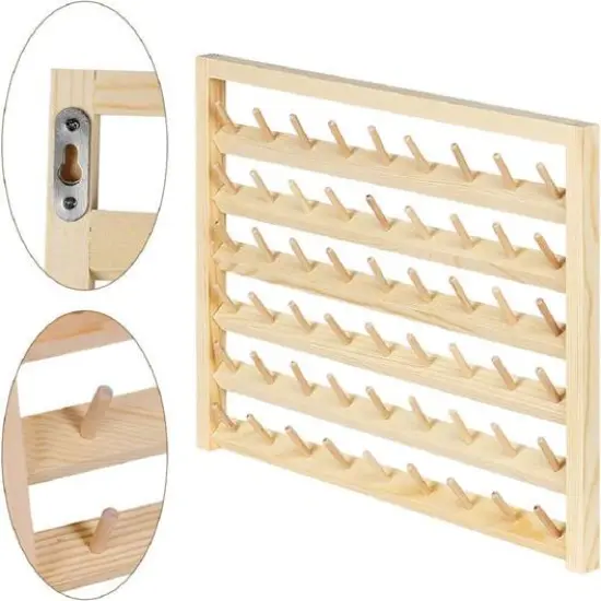 54-Spool Wall Mounted Wooden Sewing Thread Rack {5}