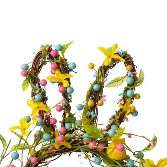 Glitzhome&reg; 25" Easter Bunny Shaped Wreath with Eggs & Satin Ribbon Bow {7}