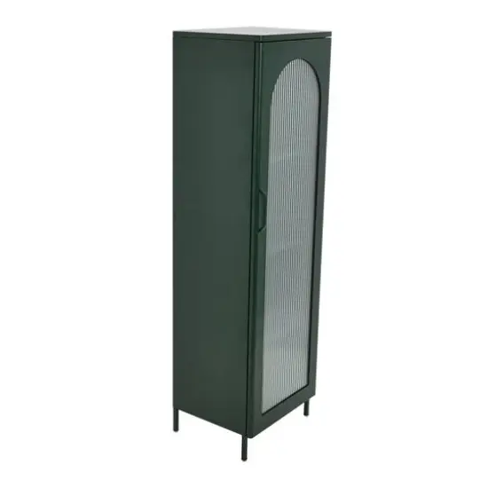 Hello Honey&reg; Solstice 5ft. Tall Metal Accent Cabinet with Arched Glass Door Dark Green {8}