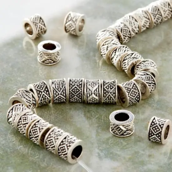 Silver Plated Carved Rondelle Beads, 8mm by Bead Landing&trade; {3}