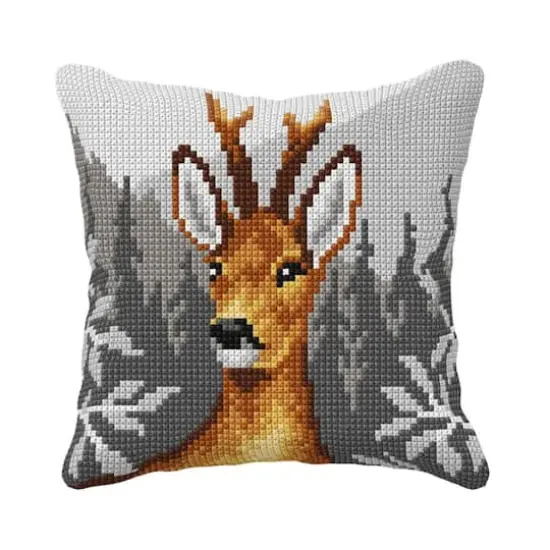 Orchidea Needlepoint Kit Cushion - Printed Canvas Deer {1}