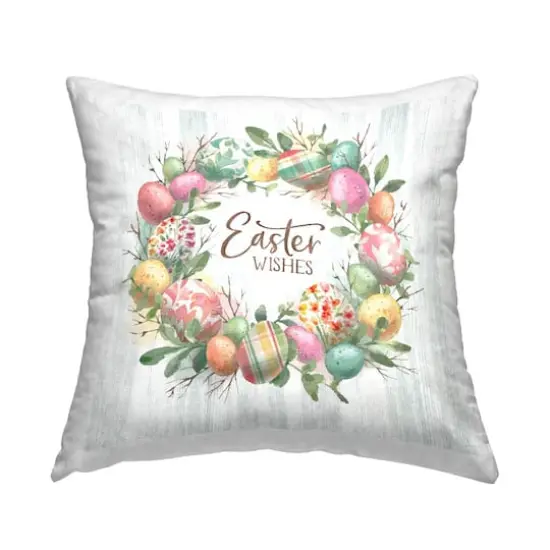 Stupell Industries Easter Wishes Wreath Decorative Printed Throw Pillow {1}