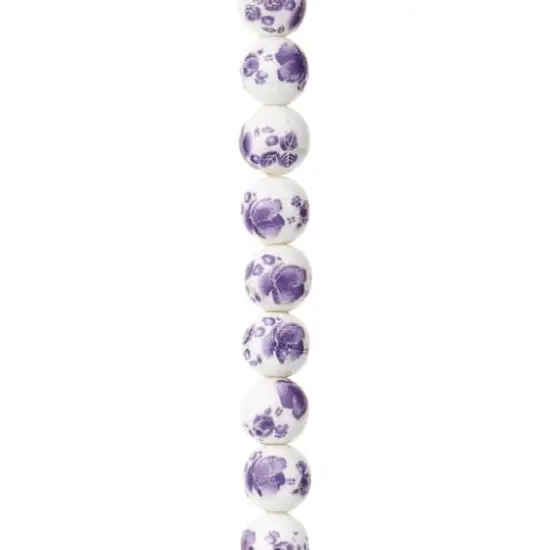 Amethyst Flower Ceramic Round Beads, 8mm by Bead Landing&trade; {1}