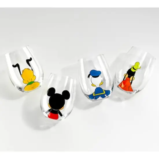 JoyJolt&reg; Disney&reg; Squad 15oz. Mickey Mouse & Pals Looking Backwards Stemless Wine Glasses, 4ct. {6}