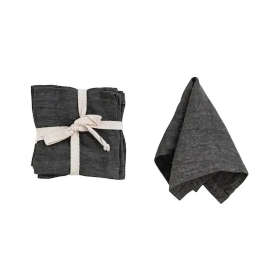 Hello Honey&reg; 10" Square Stonewashed Linen Cocktail Napkins, 4ct. Charcoal {9}