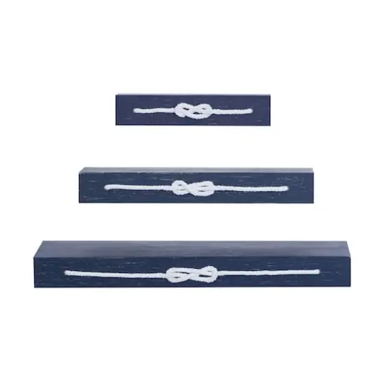 Blue Wood Contemporary Wall Shelf, 3" x 32" x 10" {1}