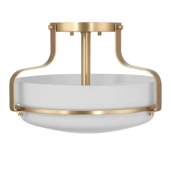 Hello Honey&reg; Chatsworth White & Gold Etched Opal Glass & Metal Semi-Flush Mount Ceiling Light {9}