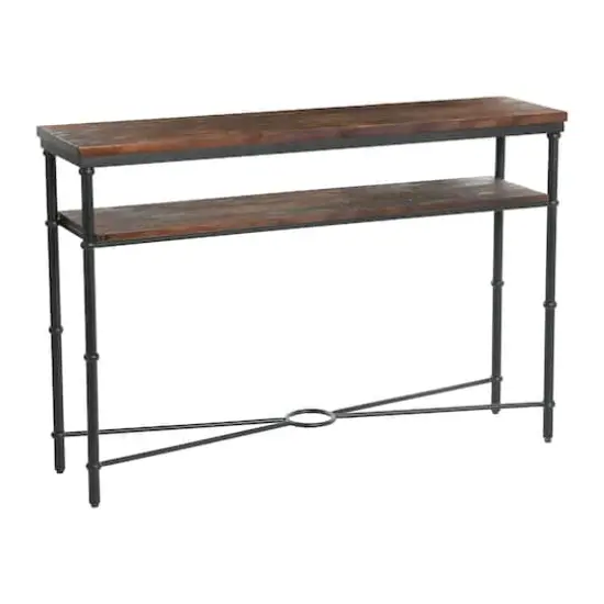 Hello Honey&reg; 48" Saratoga Rustic Wood & Metal Console Table Barn Door Gray {1}
