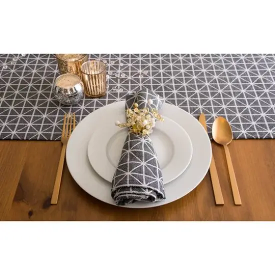 Black and White Triangle Table Runner 14" x 108" {6}