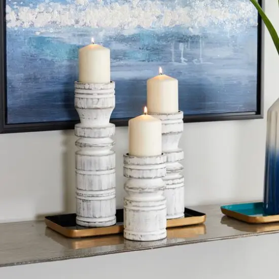 White Coastal Candle Holder Set {8}