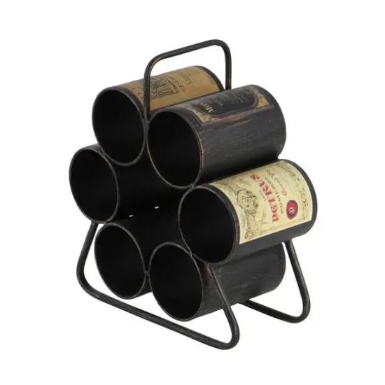 14" Black Metal Industrial Wine Holder Rack {4}
