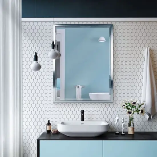 Head West 25" Brushed Nickel Stainless Steel Framed Wall Mirror {3}