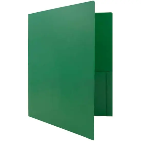 JAM Paper Heavy Duty Plastic 2-Pocket Folders, 6ct. Green {6}