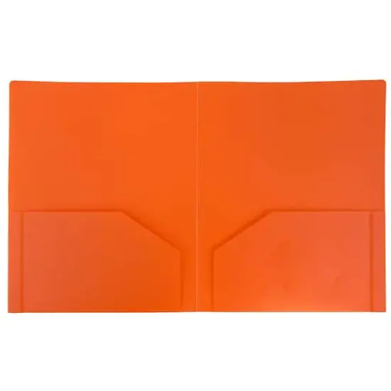 JAM Paper Heavy Duty Plastic 2-Pocket Folders, 6ct. Orange {4}