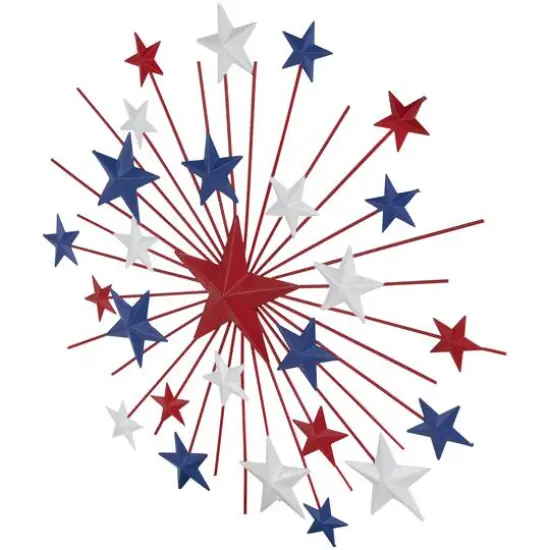 17.5" Red, White & Blue Starburst Americana Metal Wall Accent {6}