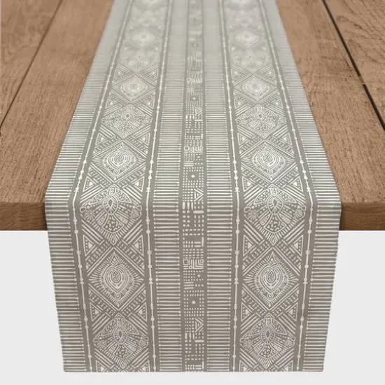 Dotted Boho Pattern Indoor/Outdoor Table Runner Gray {3}