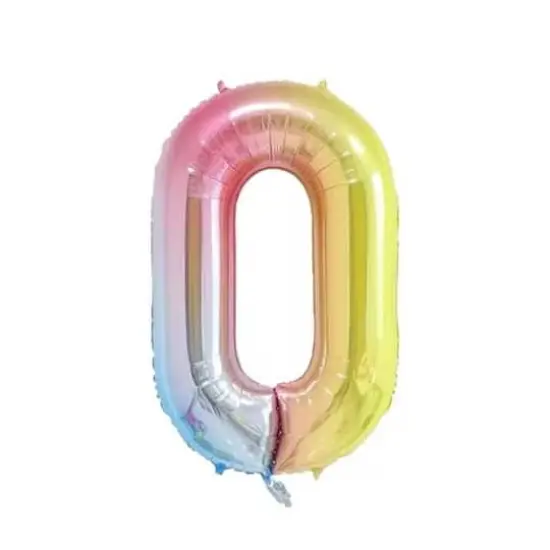 Wizardi 32" Rainbow Gradient Number Foil Balloon 0 {1}