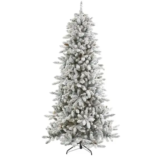 7.5ft. Unlit Flocked Livingston Fir Artificial Christmas Tree with Pine Cones {1}