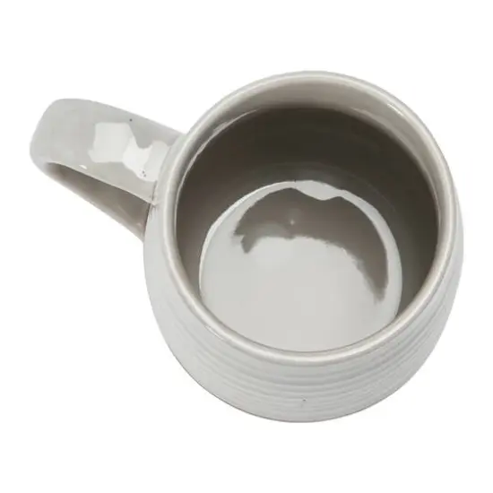 Hello Honey® White Ribbed & Reactive Glaze Rustic Stoneware Mug Set {4}