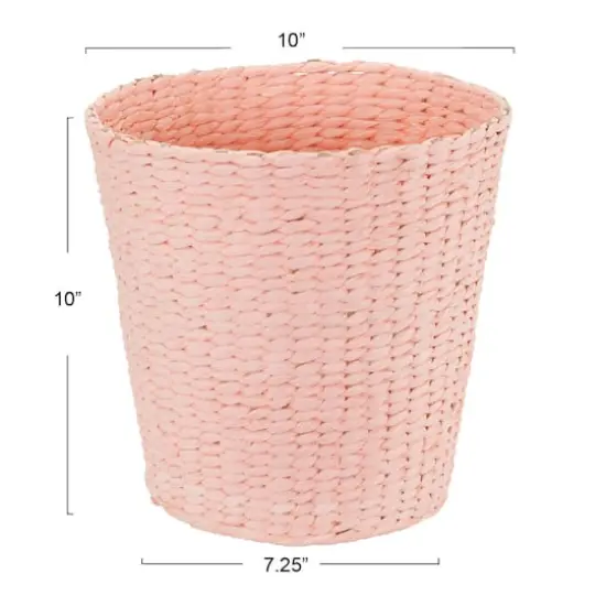 Household Essentials Pink Woven Paper Rope Waste Basket {4}