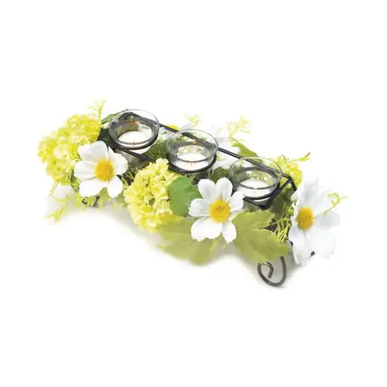 Blooming Faux Daisy Candleholder 13" x 6" x 4.5" {3}