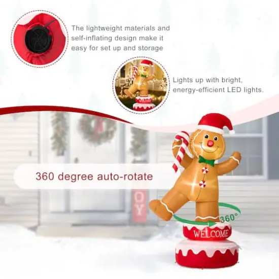 Glitzhome&reg; 6ft. Lighted Inflatable Rotating Gingerbread Man D&eacute;cor {15}